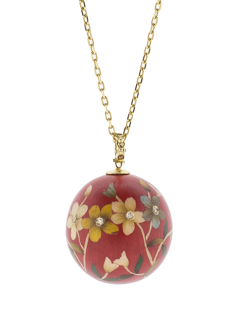 SILVIA FURMANOVICH-Marquetry Red Butterfly Necklace-YELLOW GOLD