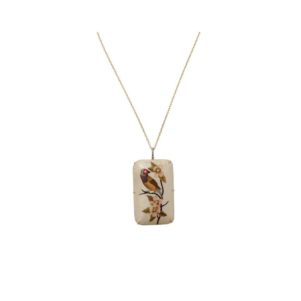 SILVIA FURMANOVICH-Marquetry White Bird Necklace-YELLOW GOLD