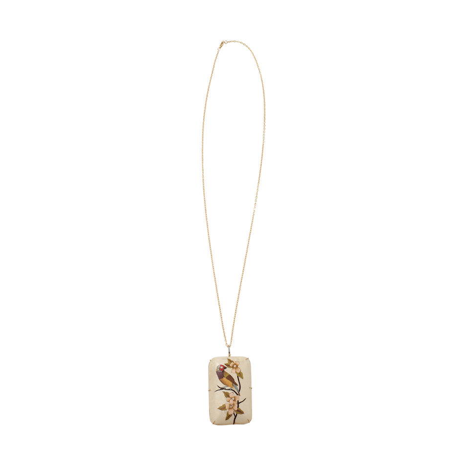 SILVIA FURMANOVICH-Marquetry White Bird Necklace-YELLOW GOLD