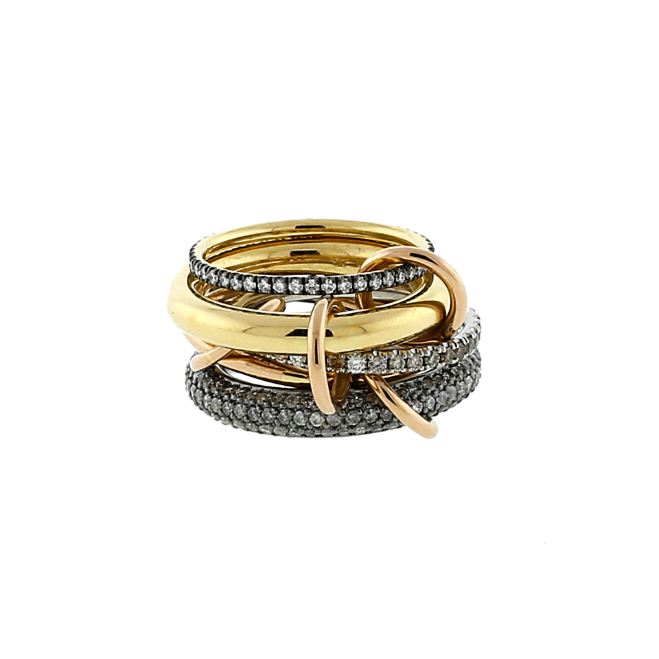 SPINELLI KILCOLLIN-Plexus Five Link Diamond Pave Rings-YELLOW GOLD