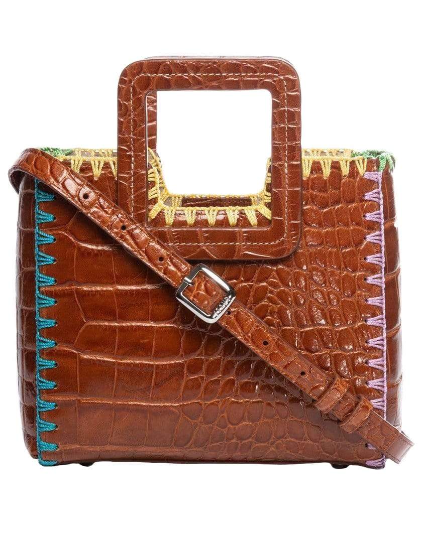 STAUD, Mar Mini Bag for Female in Espresso Croc Embossed