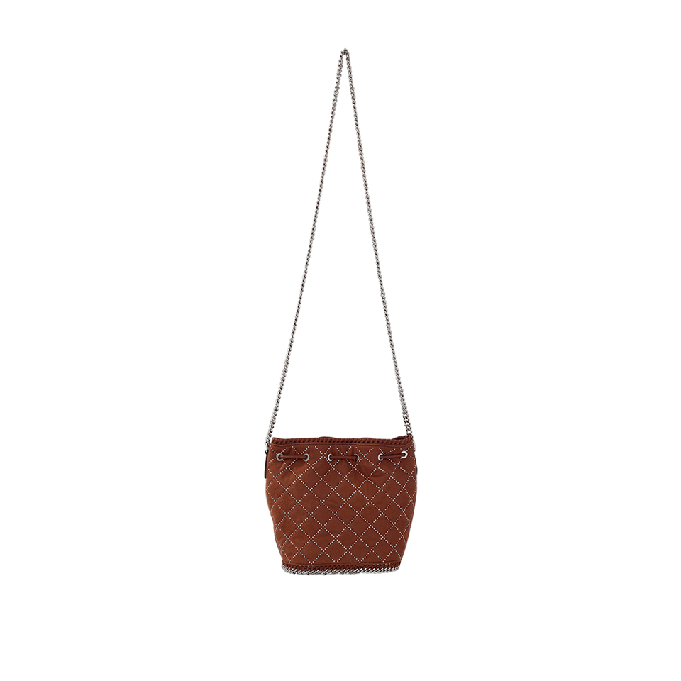 STELLA MCCARTNEY-Brandy Falabella Studded Quilted Bucket Bag-BRANDY