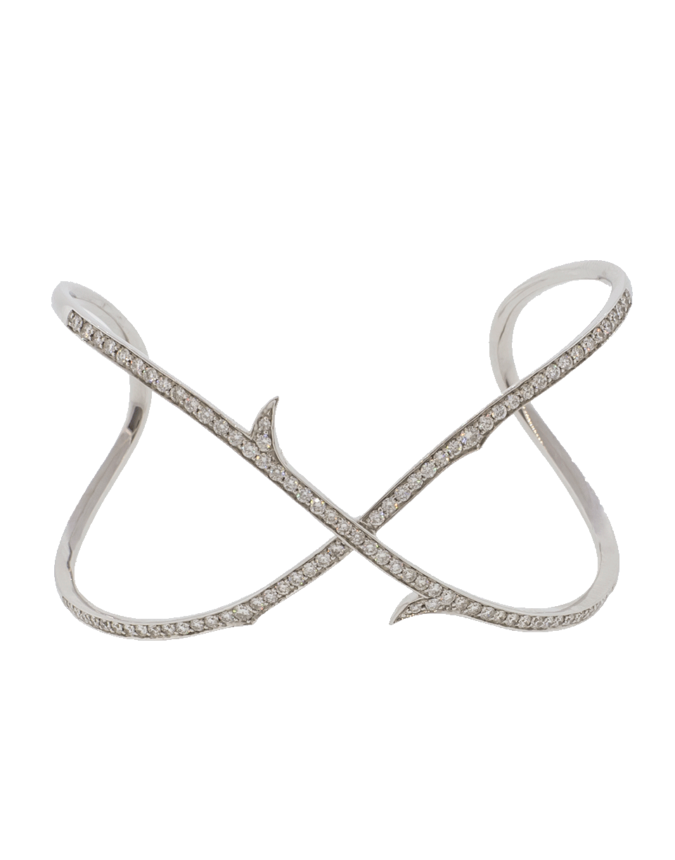 STEPHEN WEBSTER-Thorn Stem Crossover Cuff Bracelet-WHITE GOLD