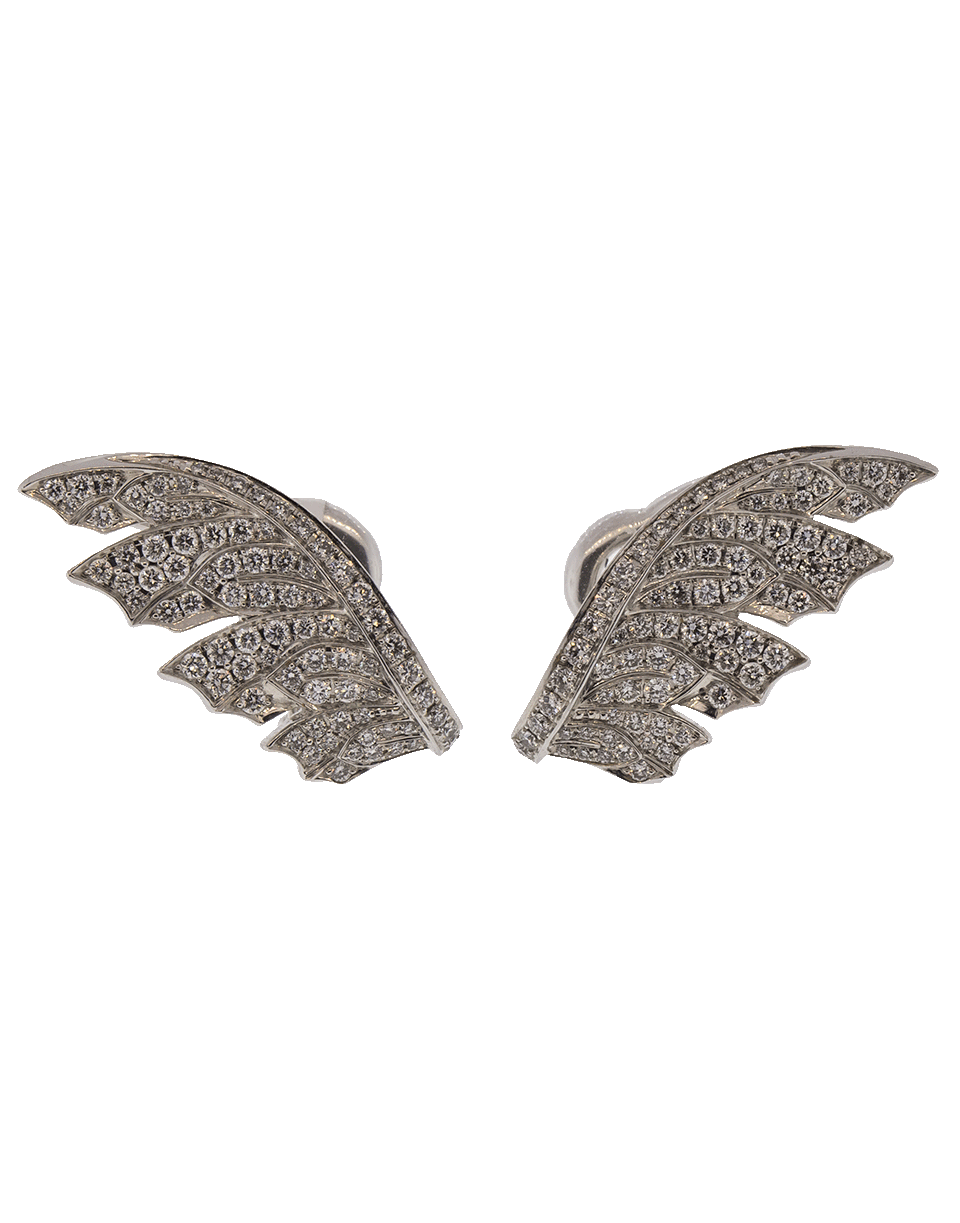 STEPHEN WEBSTER-Pave Diamond Feather Earrings-WHITE GOLD