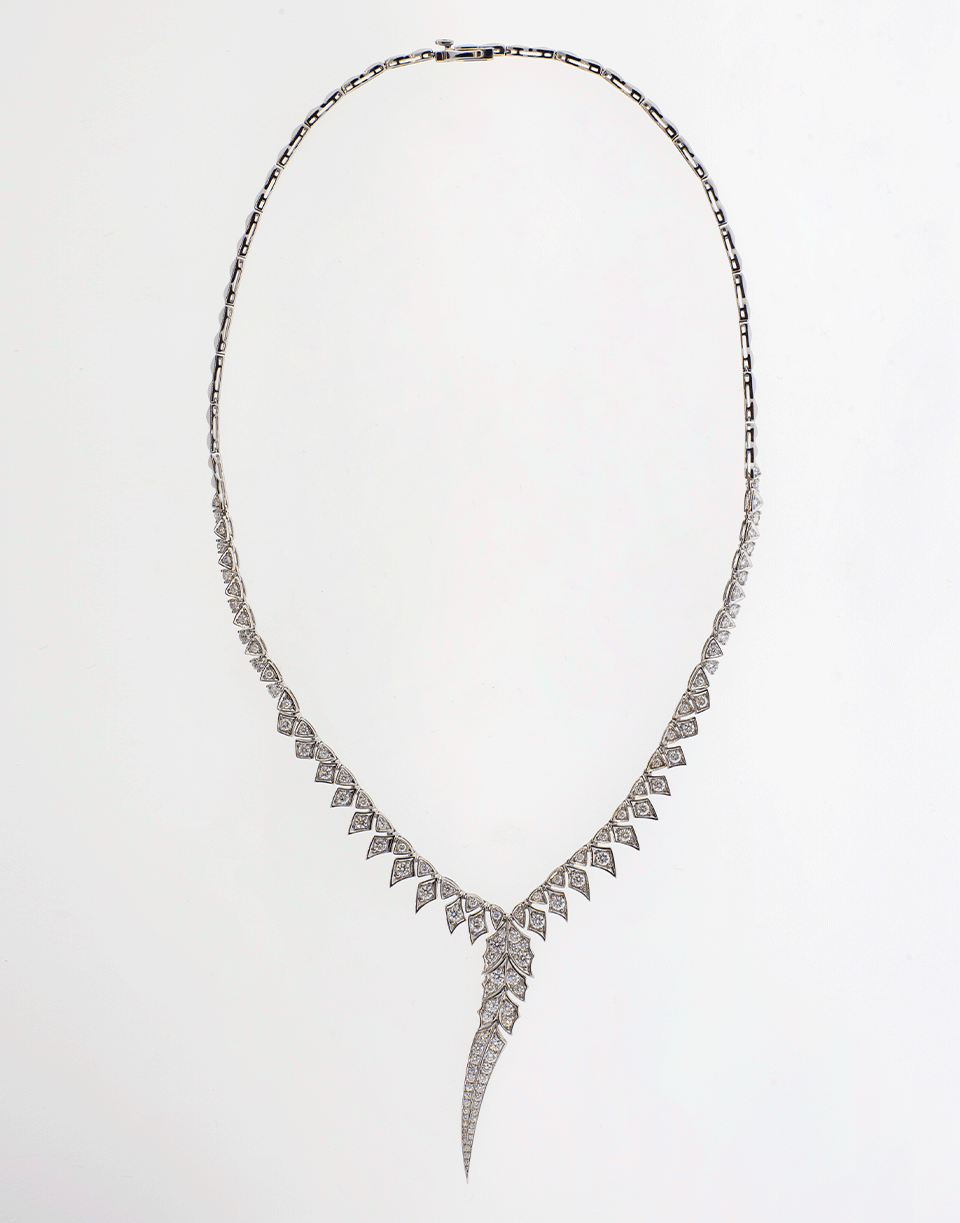 STEPHEN WEBSTER-Pave Diamond Long Necklace-WHITE GOLD