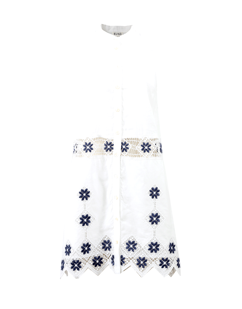 SUNO-Floral Eyelet Dress-