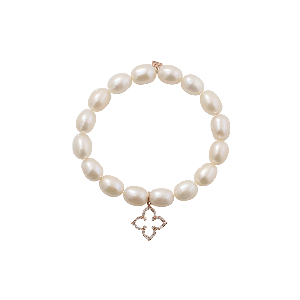 SYDNEY EVAN-Moroccan Star White Rice Pearl Beaded Bracelet-ROSE GOLD