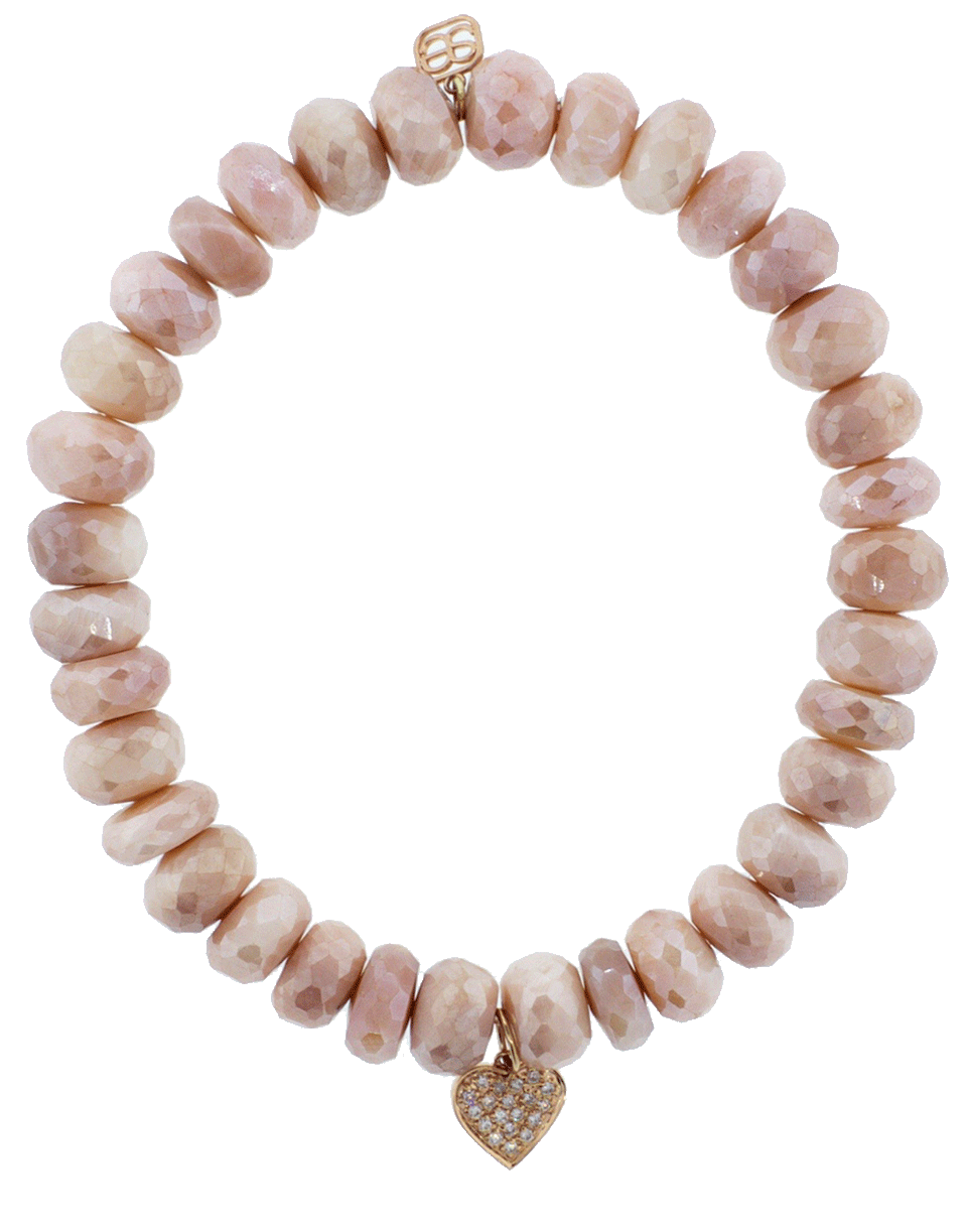 SYDNEY EVAN-Pave Diamond Heart Charm Bracelet-ROSE GOLD