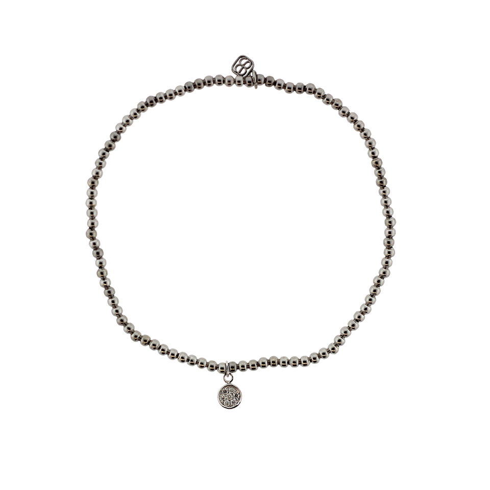 SYDNEY EVAN-Baby Diamond Disc Charm Beaded Bracelet-WHITE GOLD