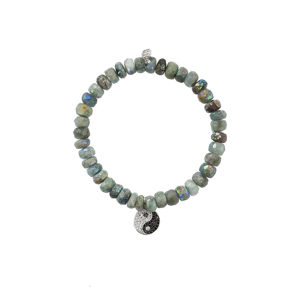 SYDNEY EVAN-Diamond Yin Yang Aquamarine Beaded Bracelet-WHITE GOLD