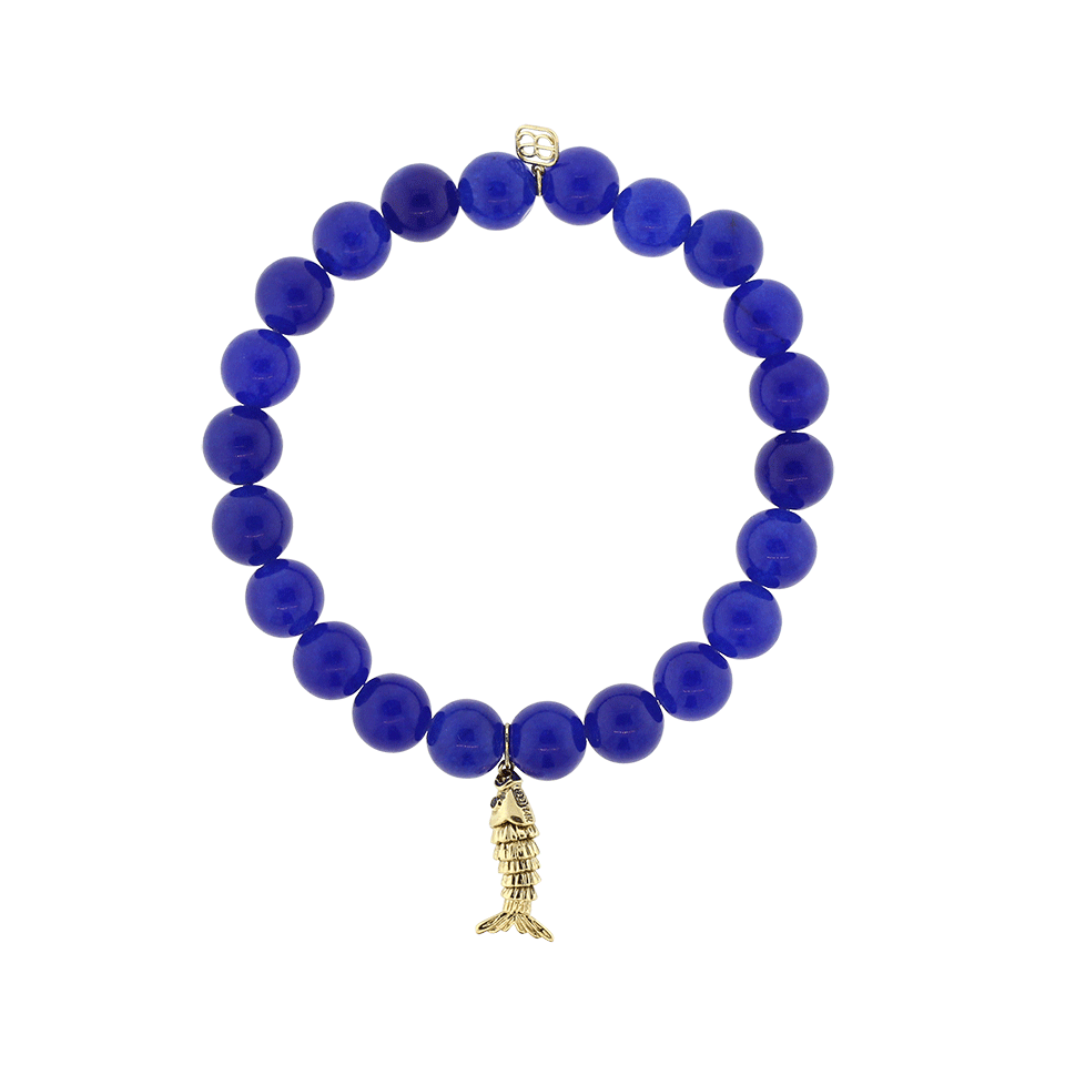 SYDNEY EVAN-Blue Sapphire Fish Royal Jade Beaded Bracelet-YELLOW GOLD