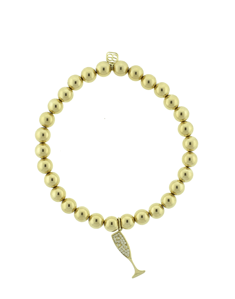 SYDNEY EVAN-Champagne Glass Charm Bracelet-YELLOW GOLD