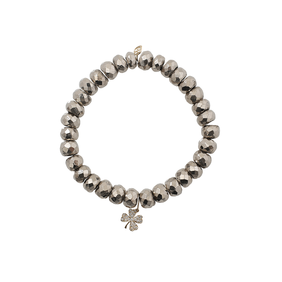 SYDNEY EVAN-Clover Pyrite Silver Beaded Bracelet-YELLOW GOLD