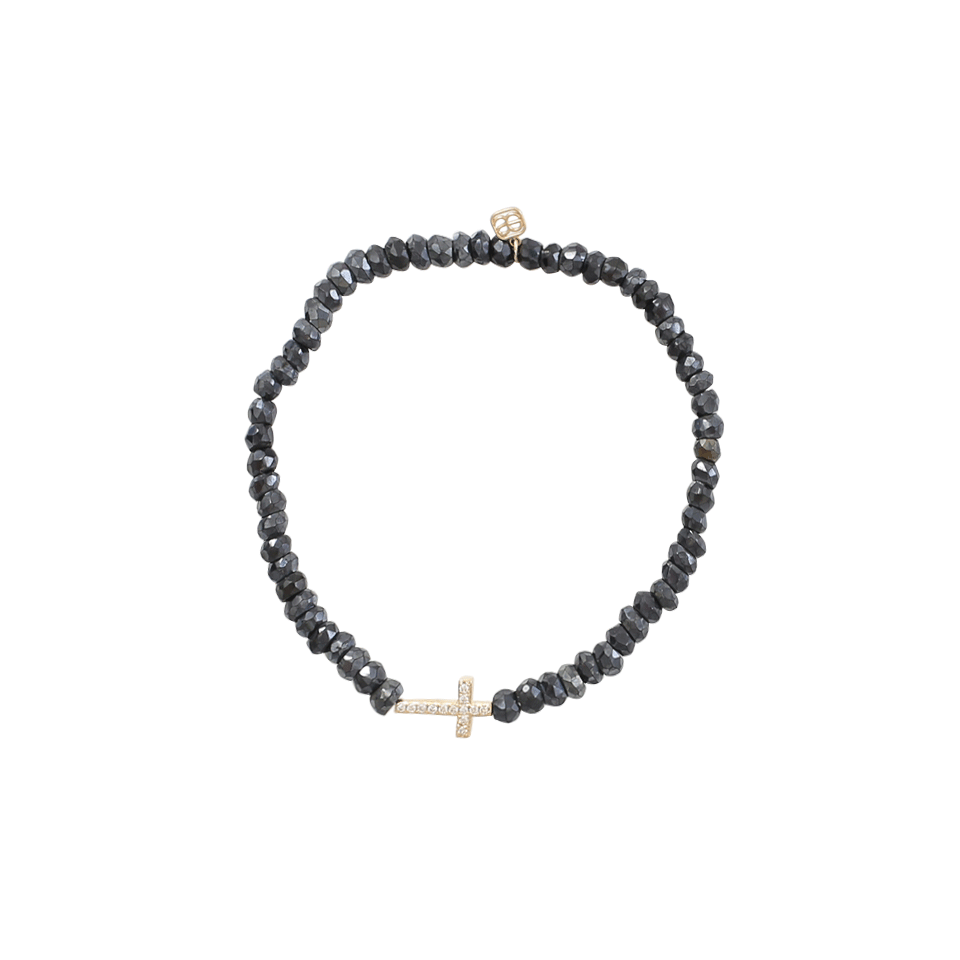 SYDNEY EVAN-Diamond Cross Beaded Bracelet-YELLOW GOLD
