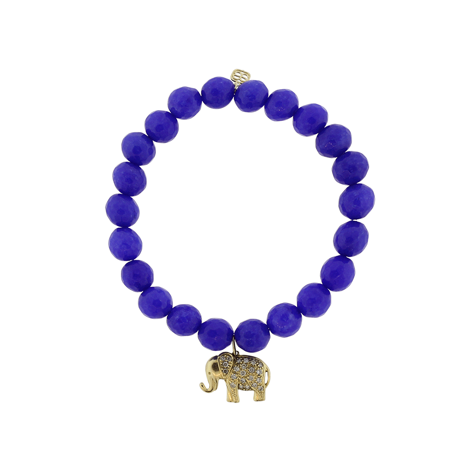 SYDNEY EVAN-Diamond Elephant Royal Jade Beaded Bracelet-YELLOW GOLD
