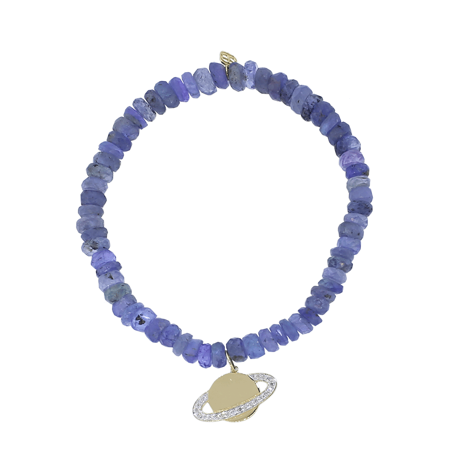 SYDNEY EVAN-Diamond Saturn Blue Tanzanite Rondelle Beaded Bracelet-YELLOW GOLD