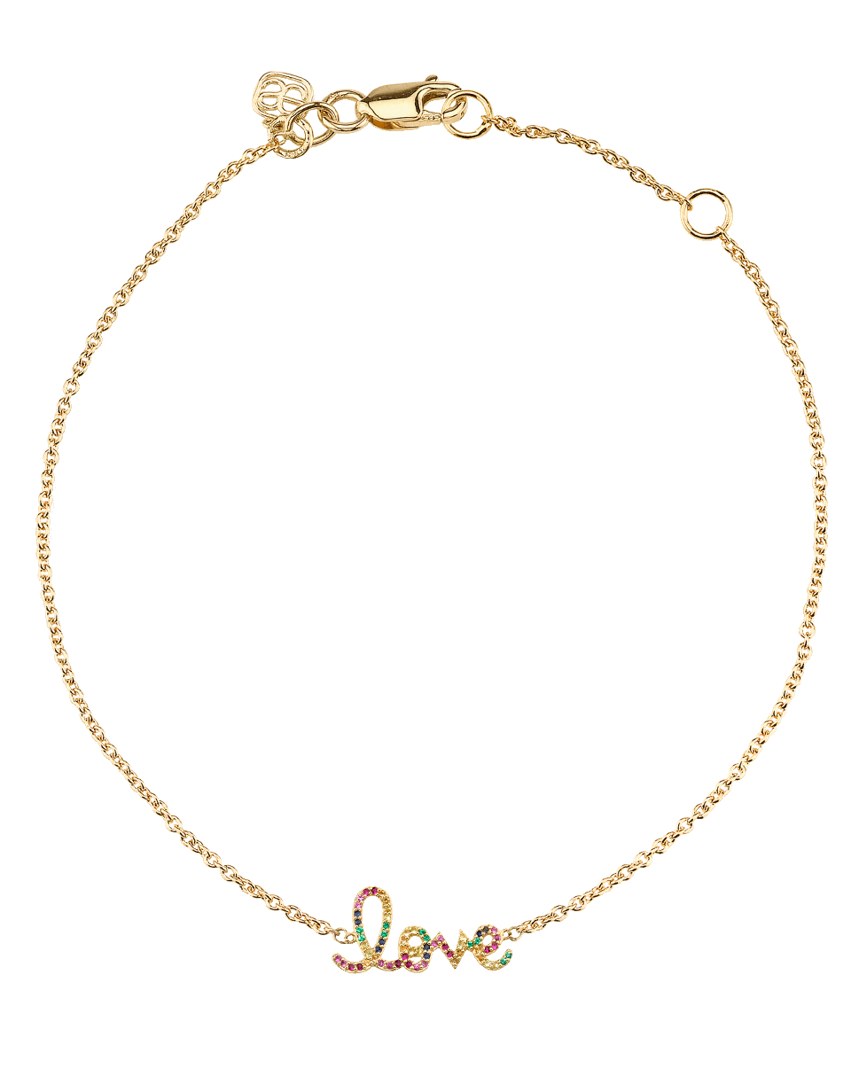 SYDNEY EVAN-Large Rainbow Pave Love Bracelet-YELLOW GOLD