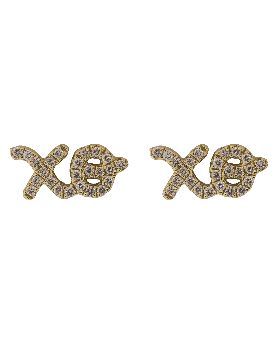 SYDNEY EVAN-Diamond Pave Xo Stud Earrings-YELLOW GOLD