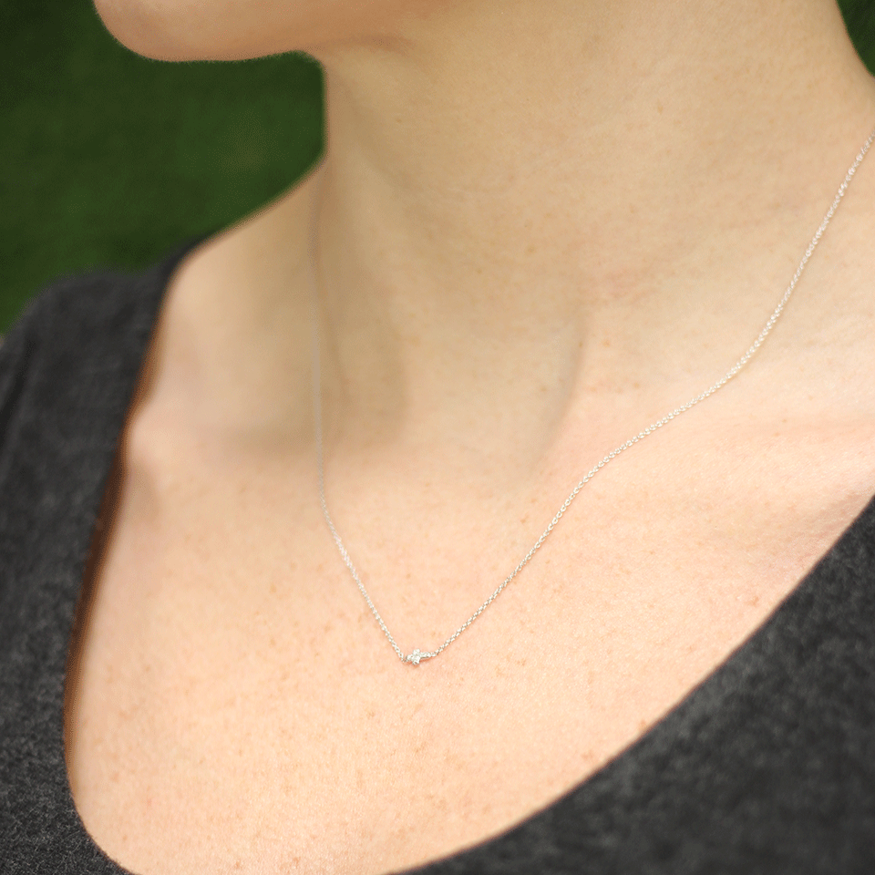 SYDNEY EVAN-Tiny Diamond Cross Necklace-WHITE GOLD