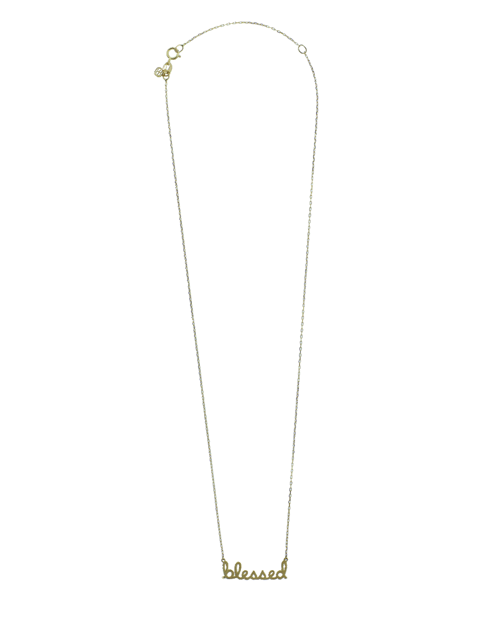 SYDNEY EVAN-Blessed Script Necklace-YELLOW GOLD
