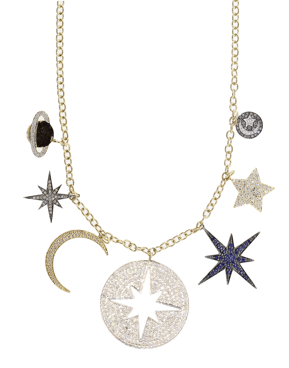 SYDNEY EVAN-Pave Moon And Star Charm Necklace-YELLOW GOLD