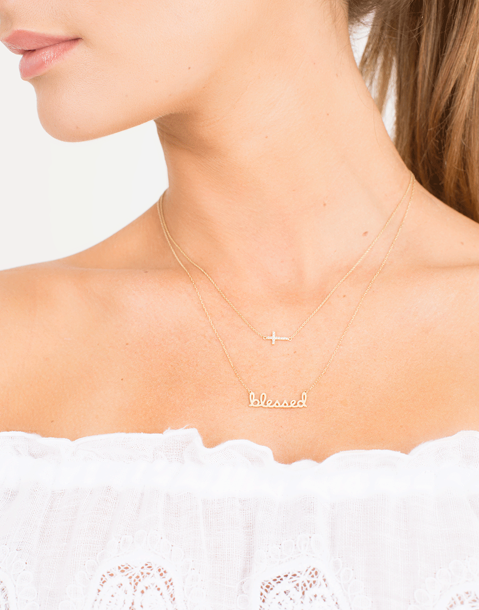 SYDNEY EVAN-Small Diamond Cross Necklace-YELLOW GOLD