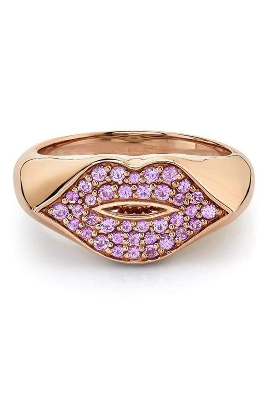 SYDNEY EVAN-Ruby Lips Signet Ring-ROSE GOLD