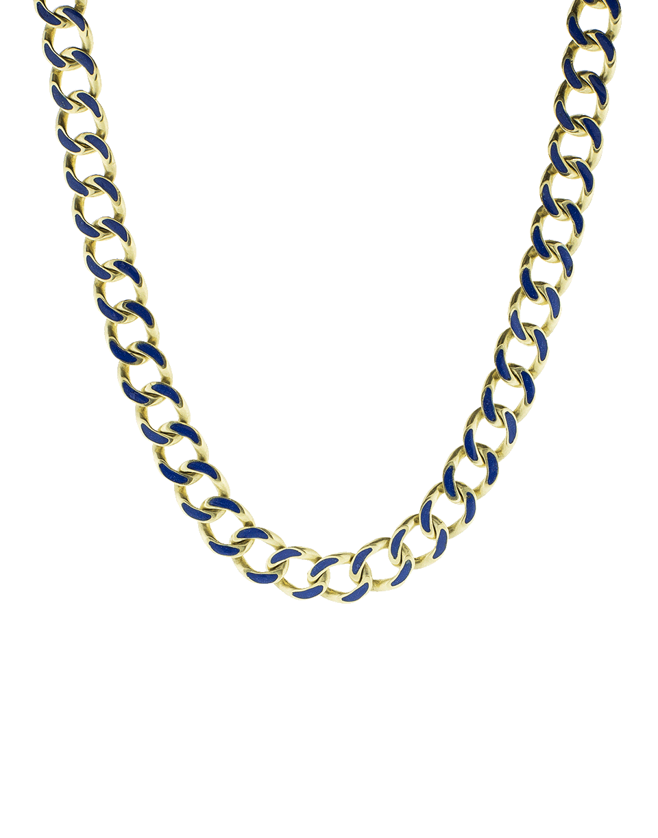 SYLVA & CIE-Blue Enamel Link Necklace-YELLOW GOLD