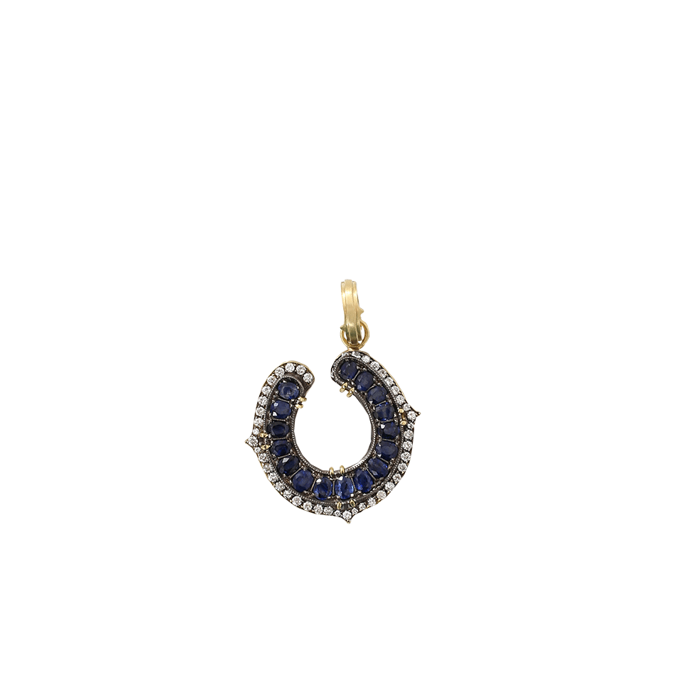 SYLVA & CIE-Sapphire And Diamond Horseshoe Pendant-YELLOW GOLD