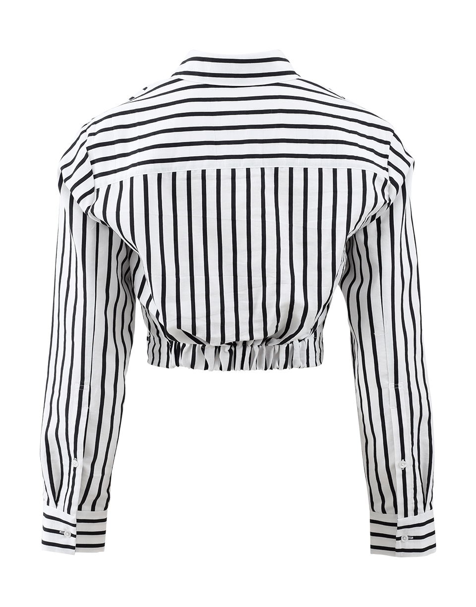 T BY ALEXANDER WANG-Striped Twist Front Crop Shirt-