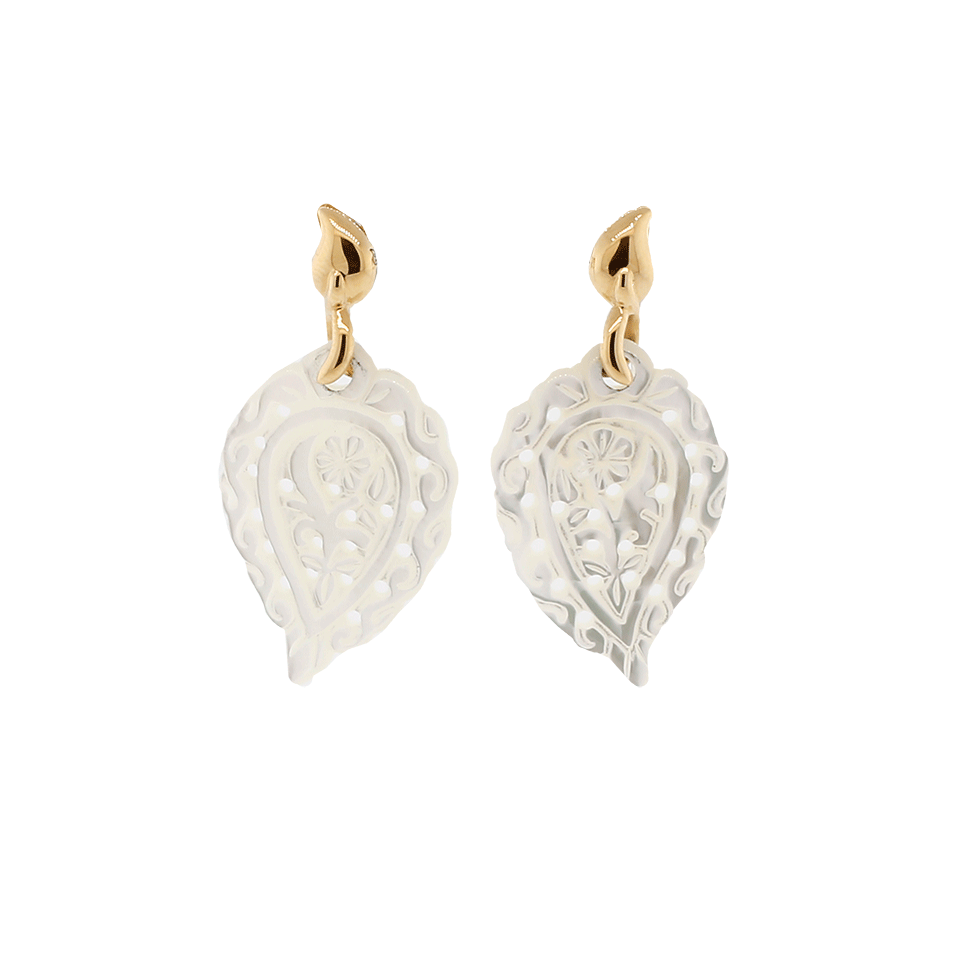 TAMARA COMOLLI-Carved India Leaf Mother Of Pearl Earrings-ROSE GOLD
