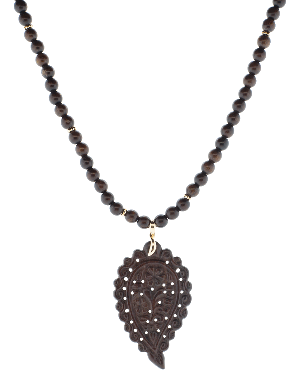 TAMARA COMOLLI-Snake Wood India Leaf Necklace-ROSE GOLD