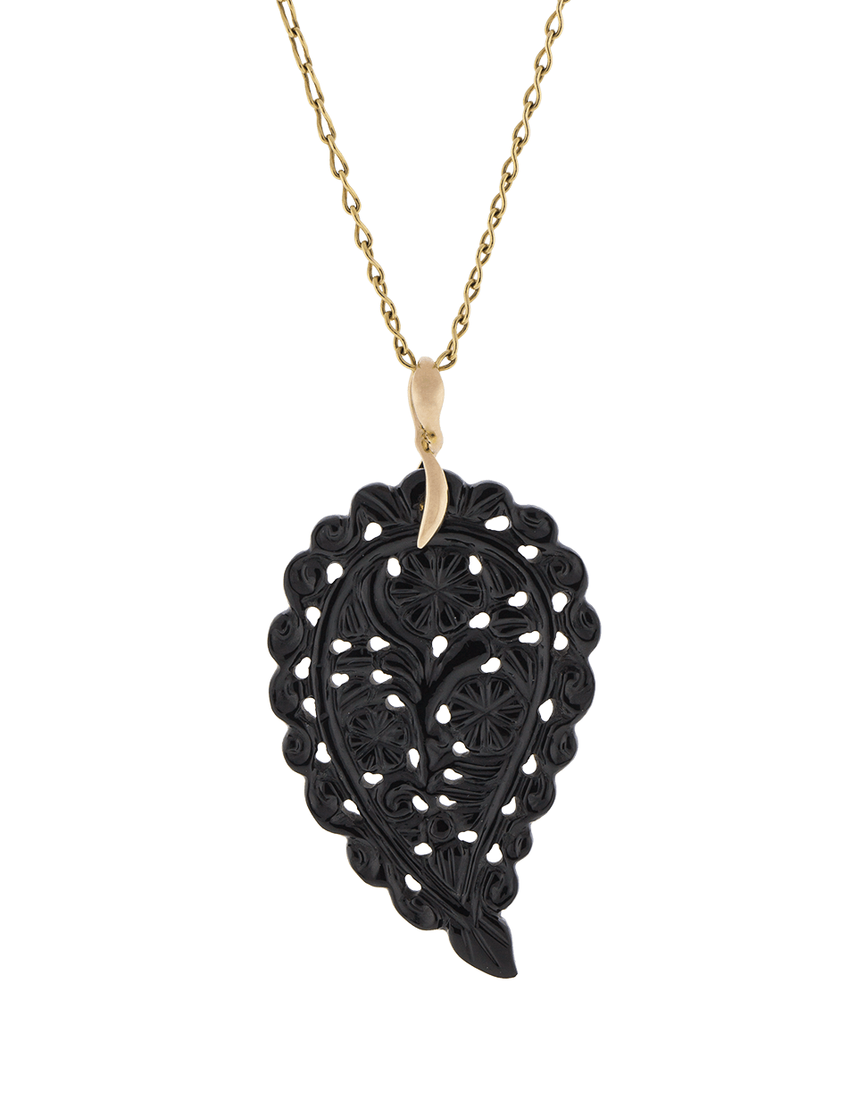 TAMARA COMOLLI-Large Black Onyx Carved India Pendant-ROSE GOLD