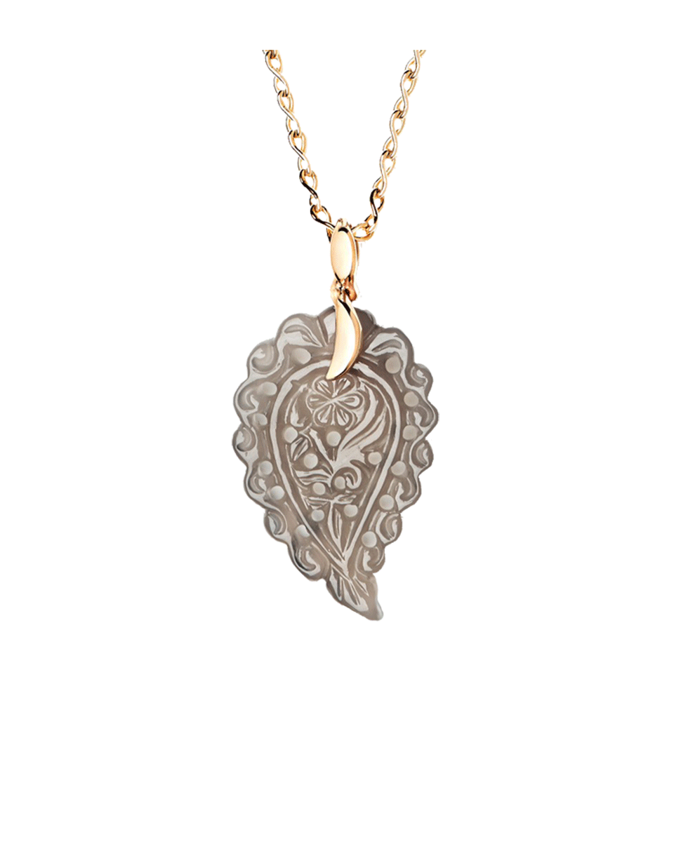 TAMARA COMOLLI-Small Carved Grey Chalcedony India Pendant-ROSE GOLD
