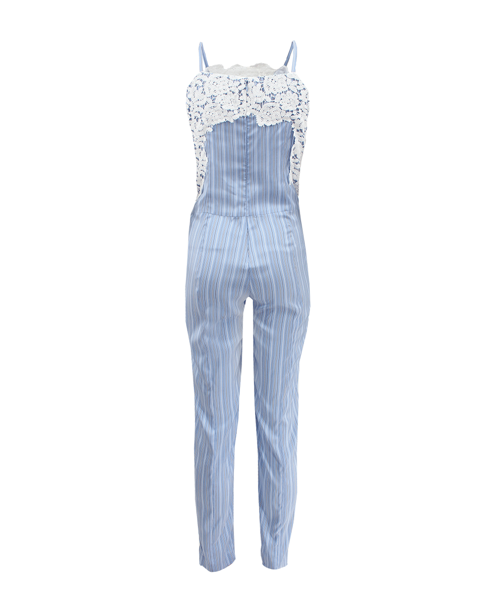 THAKOON-Sleeveless Lace Embroidered Jumpsuit-BLUE