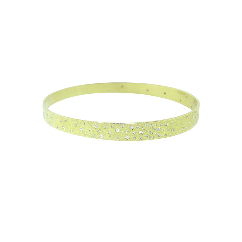 TODD REED-Diamond Sprinkle Tapered Bangle-YELLOW GOLD