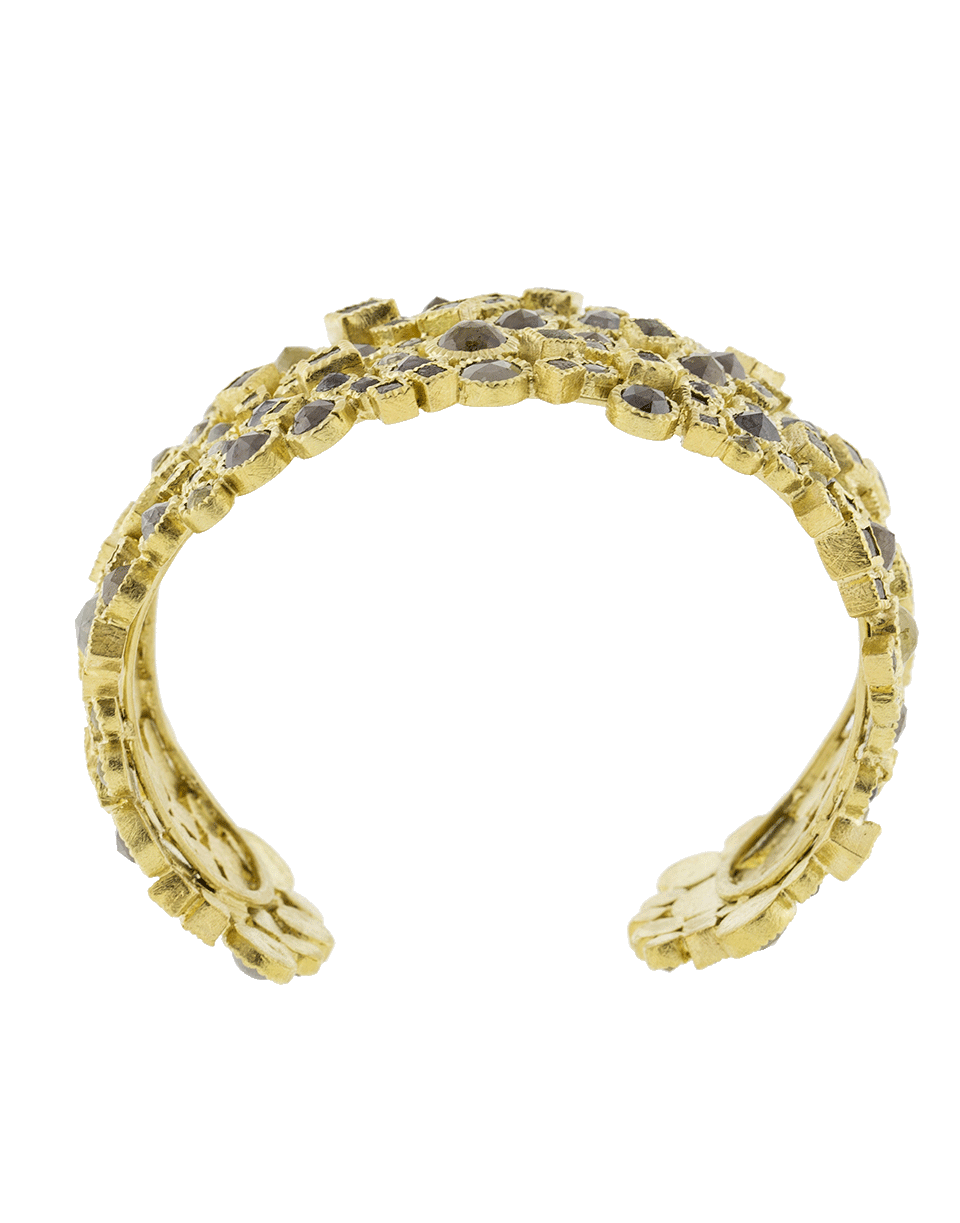 TODD REED-Natural Diamond Cluster Cuff Bracelet-YELLOW GOLD