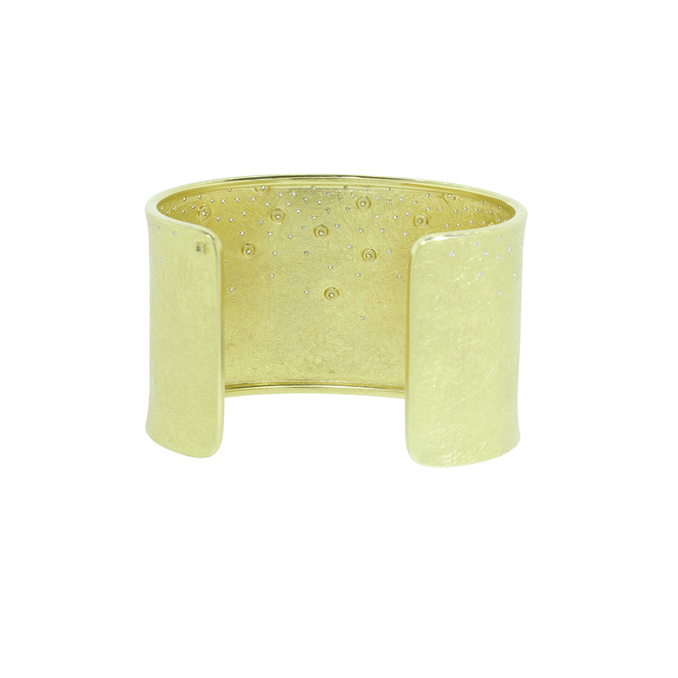TODD REED-Wide Diamond Sprinkle Cuff-YELLOW GOLD