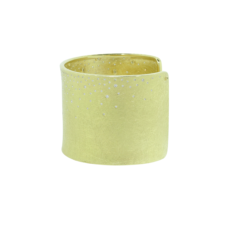 TODD REED-Wide Diamond Sprinkle Cuff-YELLOW GOLD