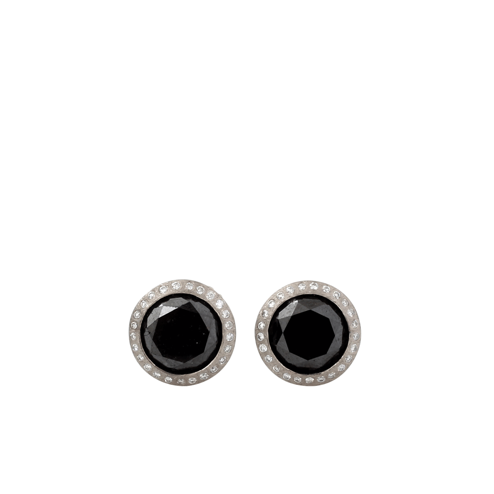 TODD REED-Black Diamond Stud Earrings-SILVER
