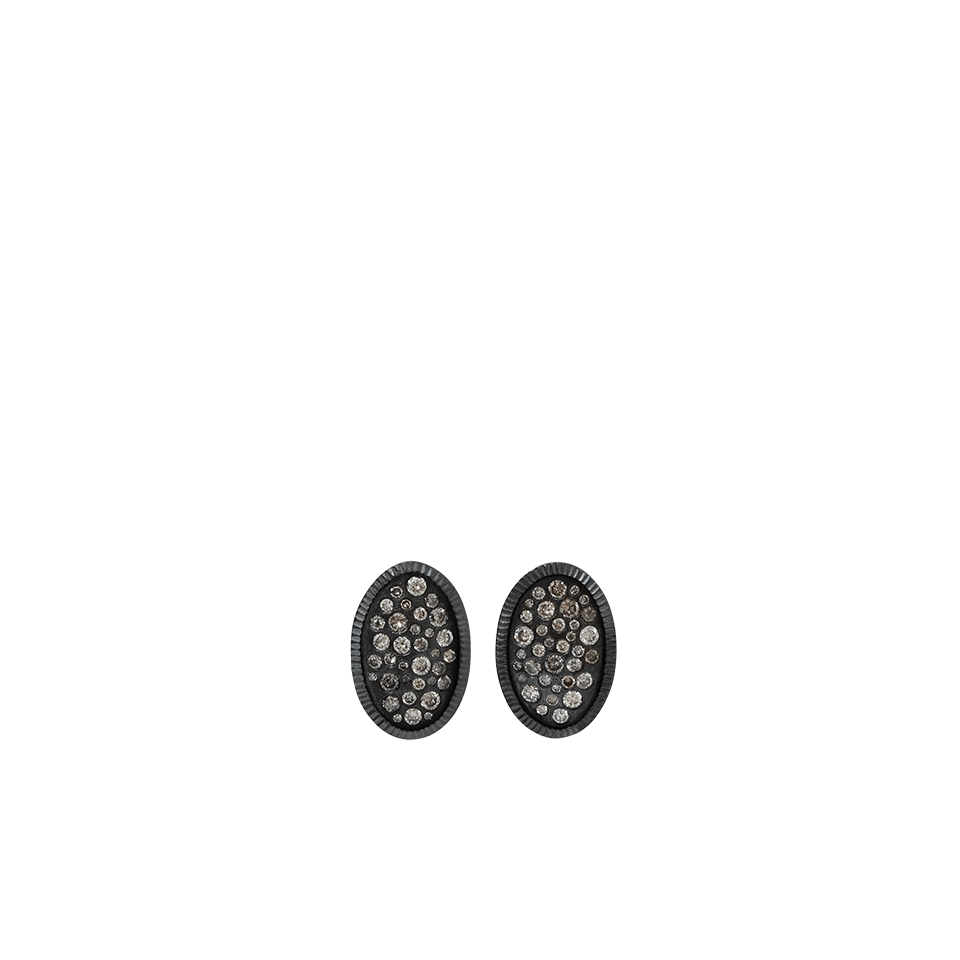 TODD REED-Diamond Oval Stud Earrings-SILVER