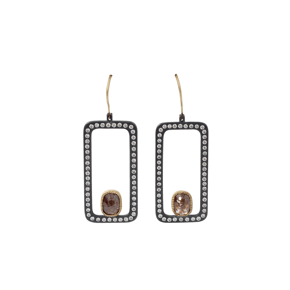 TODD REED-Red Diamond Rectangle Earrings-SILVER
