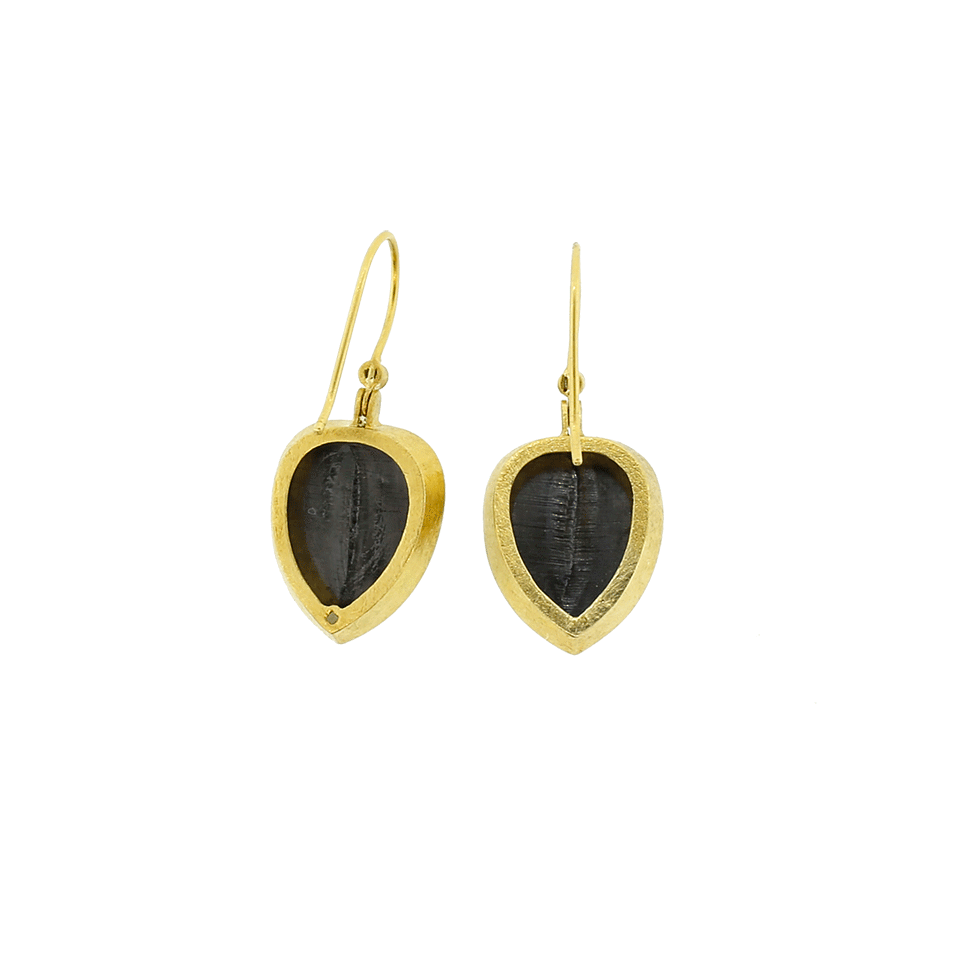 TODD REED-Black Diamond Drop Earrings-YELLOW GOLD
