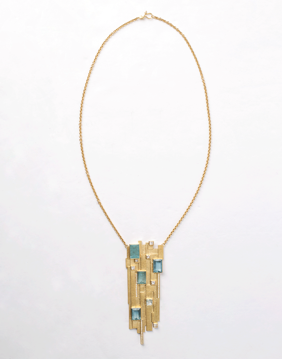 TODD REED-Aquamarine Pendant Necklace-YELLOW GOLD
