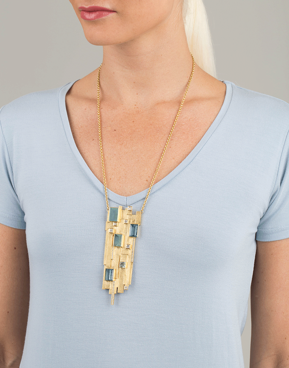 TODD REED-Aquamarine Pendant Necklace-YELLOW GOLD