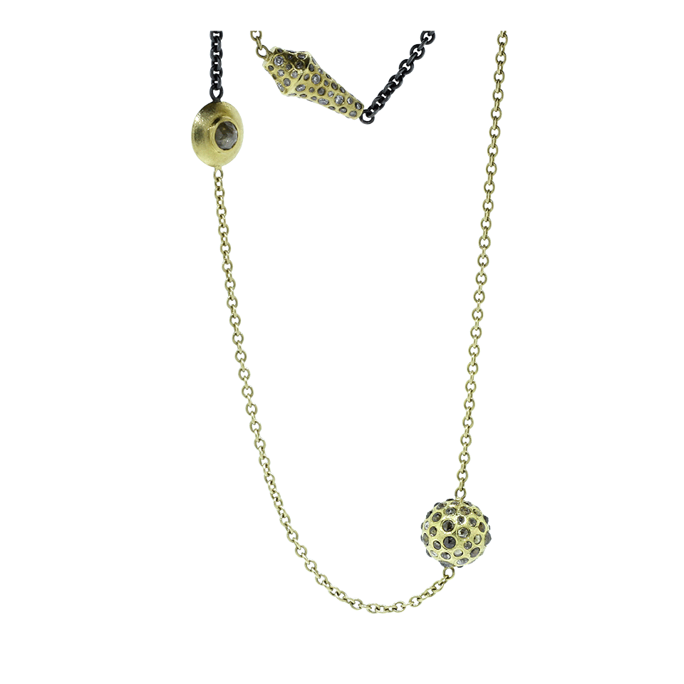 TODD REED-Autumn Diamond Mix Element Necklace-YELLOW GOLD