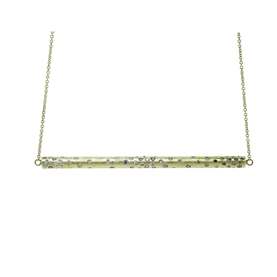 TODD REED-Diamond Sprinkle Bar Necklace-YELLOW GOLD