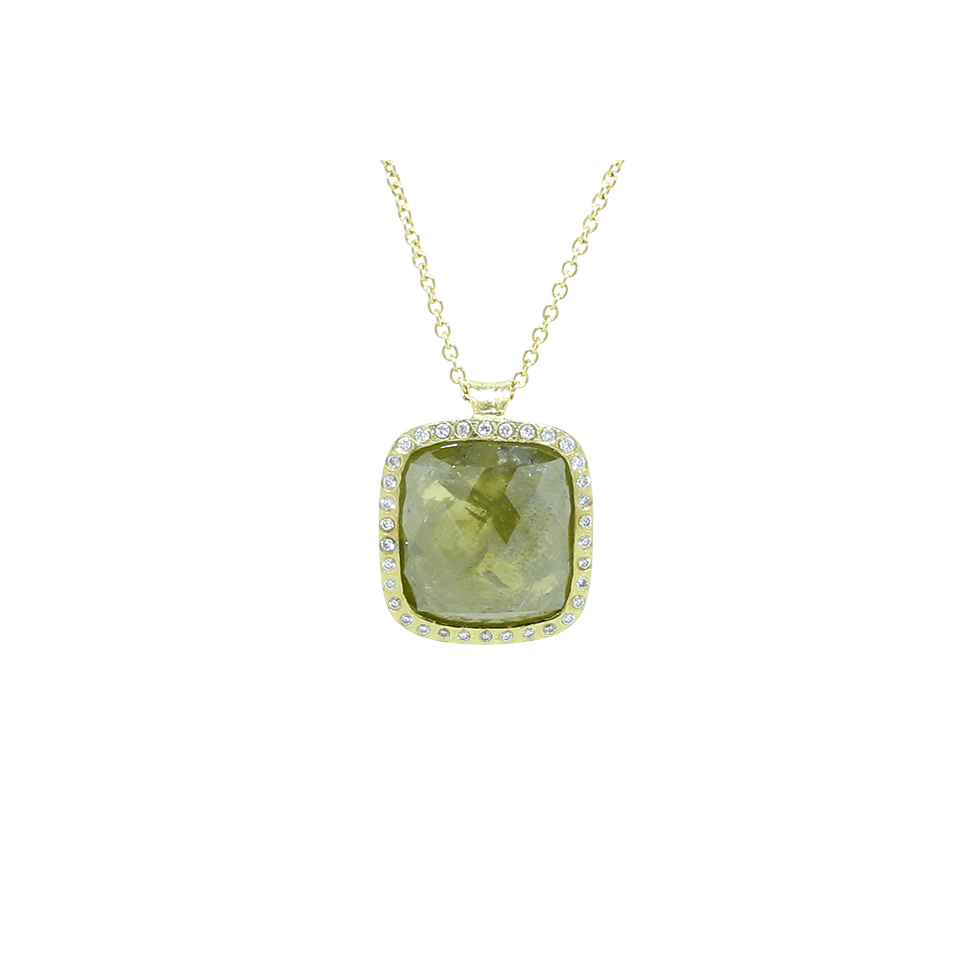 TODD REED-Green And Yellow Fancy Diamond Pendant Necklace-YELLOW GOLD