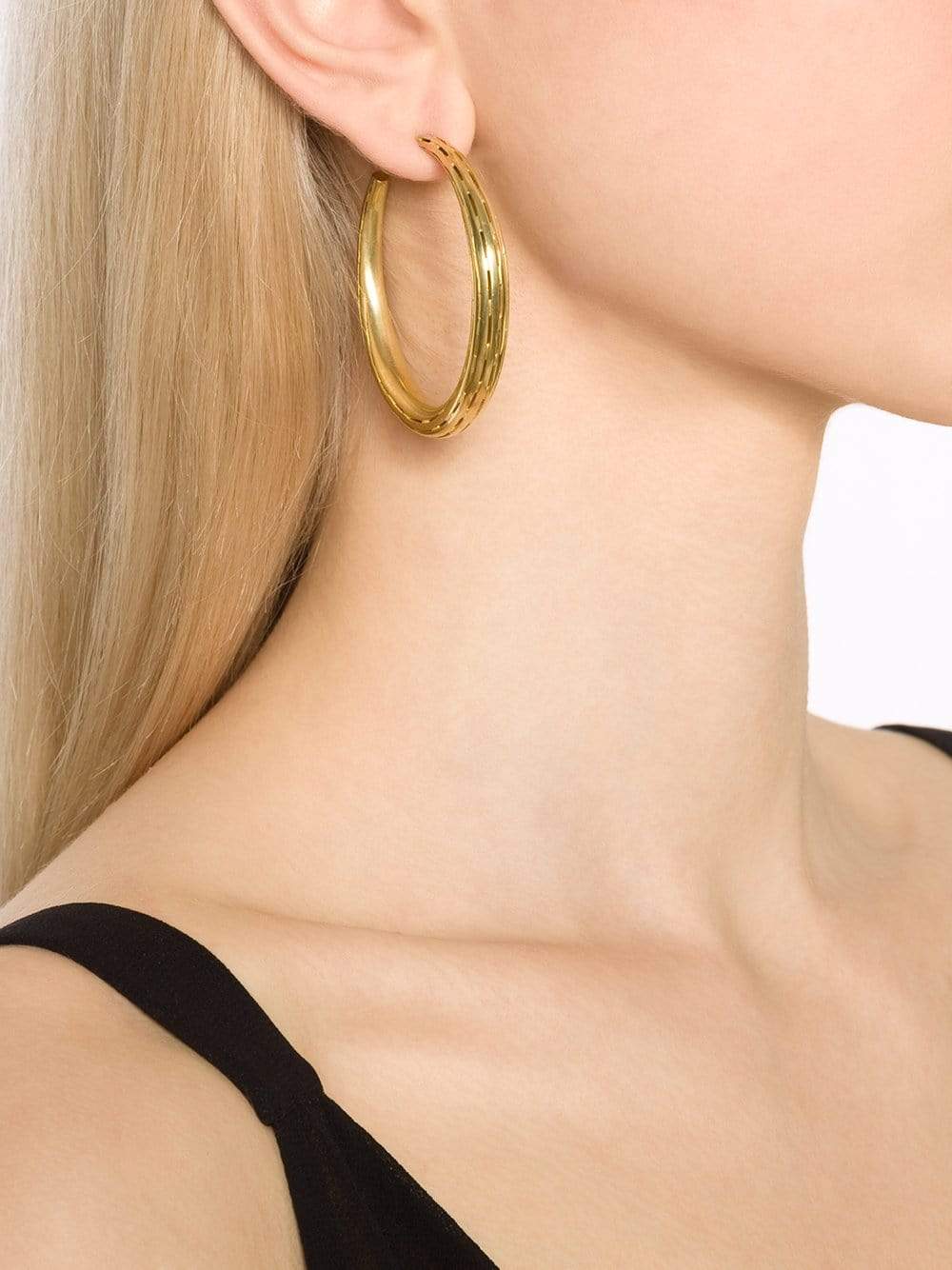 VAUBEL-Ridged Large Hoop Earrings-GRN/GOLD