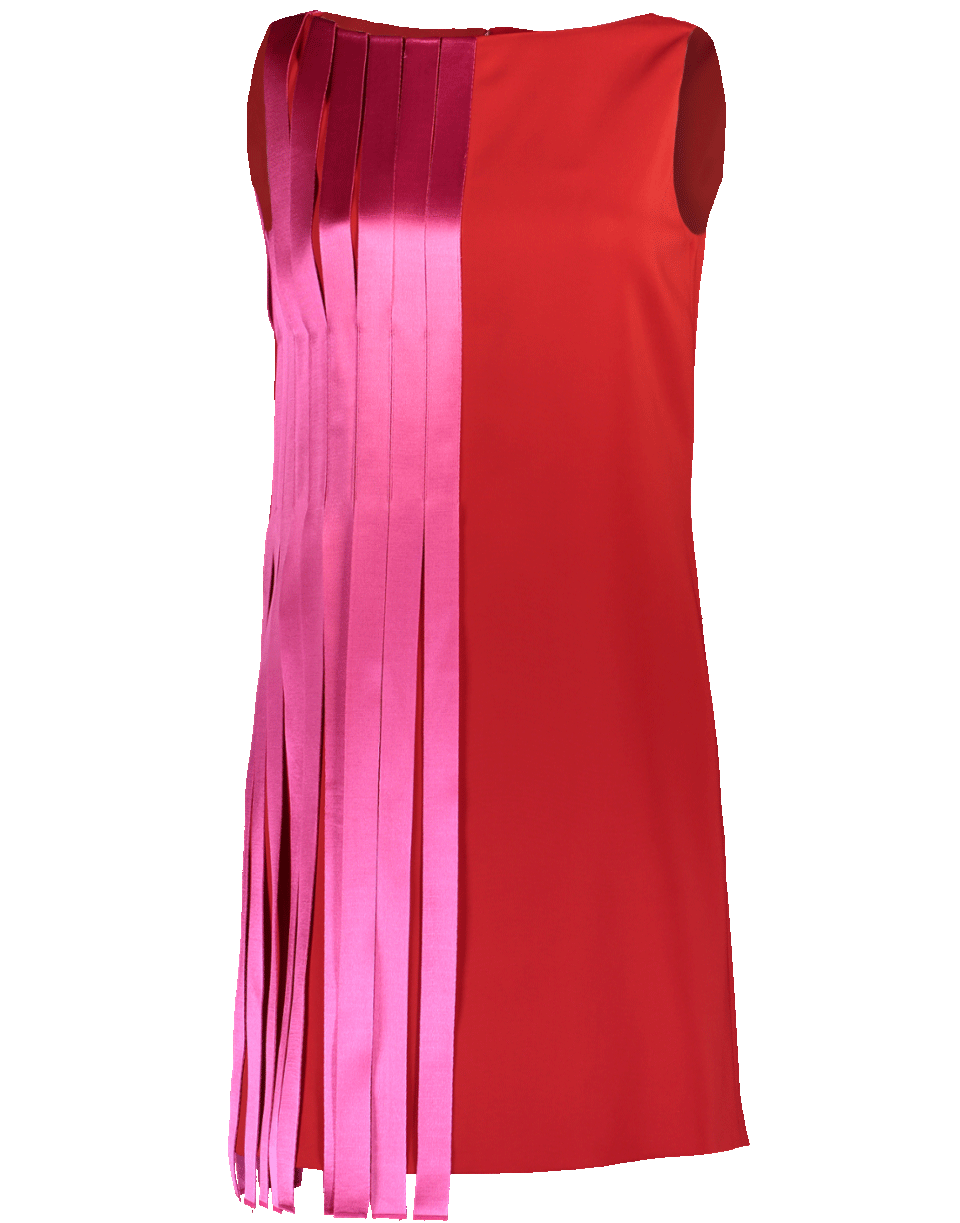 VERSACE-Dress With Ribbons-RED/PNK